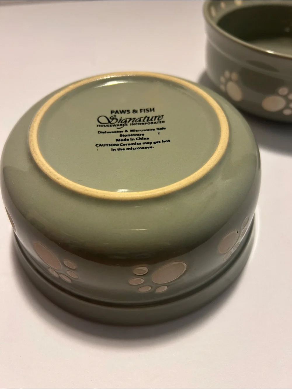Small Ceramic Light Gray Paw Print Design Pet Bowl By Signature Housewares